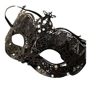 Dara Masquerade Black Rhinestone & Glitter Mask